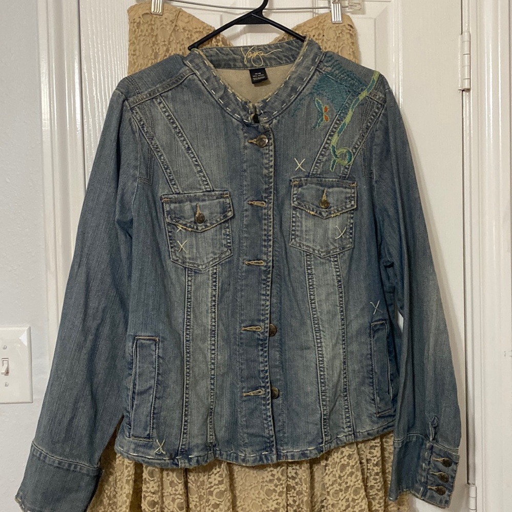 Lane Bryant Embroidered Denim Jacket 14/16